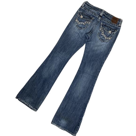 Big Star Sweet Jeans Women's 27XL 29X35 Blue Ultra-Low Rise Bootcut Embroidered - Picture 1 of 16